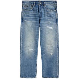 Джинсы с потертой нашивкой логотипа Polo Ralph Lauren, светло-голубой