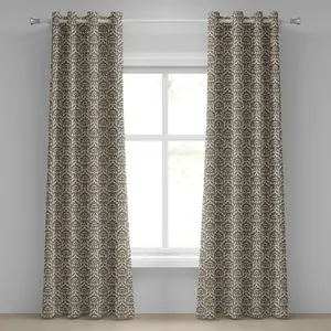 Шторы на люверсах из дамасской ткани ABAKUHAUS, цветочный дамасский узор, завитки в античном стиле с персонажами из старой деревни, декоративные двухпанельные шторы, 280 см x 175 см, цвет армейский зеленый, кремовый