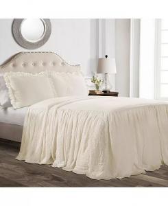 Юбка с рюшами, 3 шт. Комплекты покрывал Lush Décor, слоновая кость