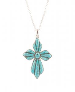 Подвеска в виде креста из голубого бирюзового золота, цепочка из стерлингового серебра Barse, Turquoise
