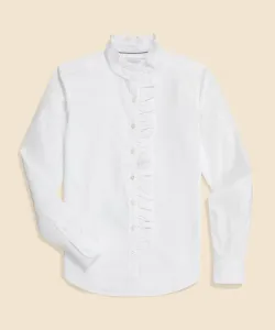 Блузка из хлопка Supima с воротником-рюшами Brooks Brothers, цвет White