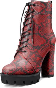 Женские ботильоны Castamere на каблуке с платформой, с массивным широким каблуком, круглым носком, короткие, с шнуровкой и молнией, Multicolor A