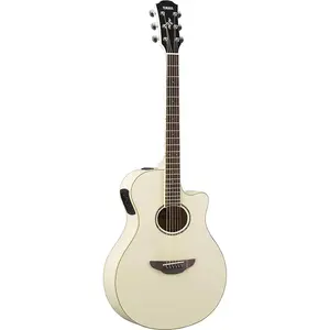 Акустико-электрогитара Yamaha APX600 Thinline с вырезанным корпусом, винтажный белый