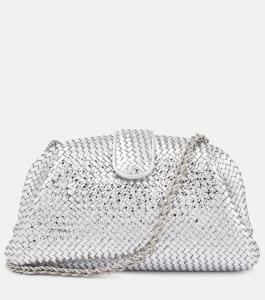 Лаурен 1980 средний кожаный клатч Bottega Veneta, Silver / Silver