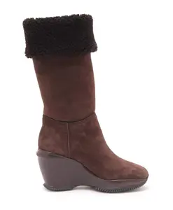 Привлекательные кожаные ботильоны темно-коричневого цвета. Hogan, коричневый