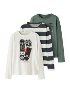 NAME IT Лонгслив 'NKMNikolai' в темно-синем, зеленом, натуральном белом