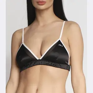 Атласный бюстгальтер двухцветный атласный бюстгальтер с треугольниками Karl Lagerfeld, черный