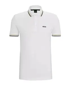 Поло с контрастным логотипом в стиле «рисовый лист» Hugo, белый