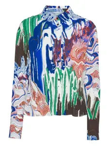 Рубашка Slope с абстрактным принтом Henrik Vibskov, синий