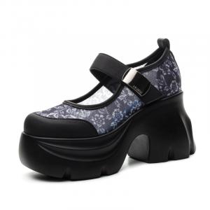Обувной шкаф Цветочный Язык Платформа Мэри Джейн Туфли Женские, Черный