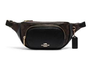 Сумка через плечо Court Canvas с кожаной отделностью, кроссбоди, слинг, поясная сумка Medium Women's Black COACH, Set (Bag+Dust Bag)