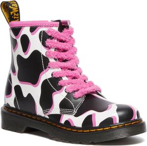 Dr. Martens Girl's 1460 (Little Big Kid) J, White Cow Print Patent Lamper