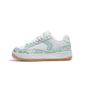 Антискользящие износостойкие легкие дышащие низкие кеды для скейтбординга унисекс бело-зеленые BXGY