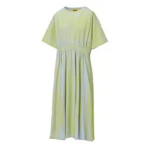 Onitsuka Tiger Принтованное платье с коротким рукавом SS25 для женщин светло-голубой/желтый