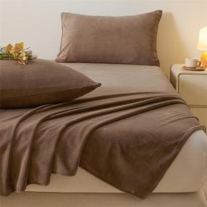 Yalu Простыня 250х230 см из молочного вельвета, цвет Moca Brown