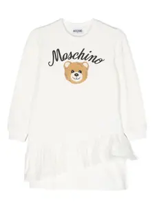 Платье Teddy Bear с оборками Moschino Kids, белый