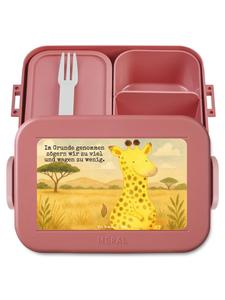 Mr. & Mrs. Panda Ланчбокс с изображением жирафа, довольного жизнью, и надписью, пастельно-красного цвета