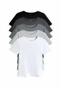 Простая футболка The Set, White Black Charcoal Grey Marl Stripe