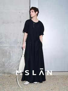 Платье MSlan 2024 с поясом, черный