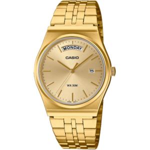 Кварцевые часы с нержавеющим стальным ремешком унисекс с золотым циферблатом CASIO, золотой Dial