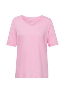 Короткий размер: футболка с очаровательным вырезом и стразами. Goldner, цвет geranie