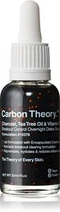 Освежающая и восстанавливающая ночная сыворотка с древесным углем, маслом чайного дерева и витамином Е для проблемной кожи Carbon Theory, 30 мл