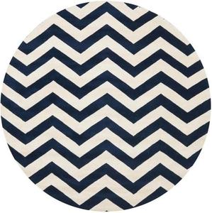 Ковер SAFAVIEH, 275 x 275 см, Chatham Collection, Dark Blue & Ivory, ручной работы, шеврон из шерсти, идеален для помещений с высокой проходимостью в гостиной, спальне (CHT715C)