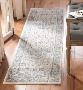 Ковер-дорожка SAFAVIEH, 61 x 244 см, Charleston Collection, цвет ivory & navy, восточный дизайн distressed, не линяет, прост в уходе, идеален для помещений с высокой проходимостью в гостиной, спальне (CHL411A)
