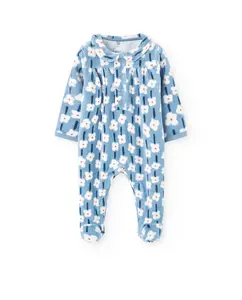 Велюровая пижама для младенцев с цветочным рисунком Boboli, синий/белый