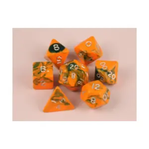 Поли-набор Оранжевый с зеленым (7), Dice - Toxic, 16mm Poly Sets (Crystal Caste)