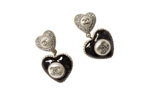 CHANEL Сережки с жемчужными стразами женские черные