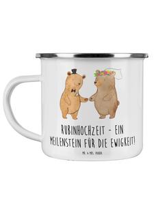 Кружка на 40-ю годовщину свадьбы (рубиновую годовщину свадьбы) с надписью белого цвета Mr. & Mrs. Panda