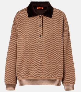 Свитер-поло из шерсти и хлопка с зигзагообразным узором Missoni, Camel Tones