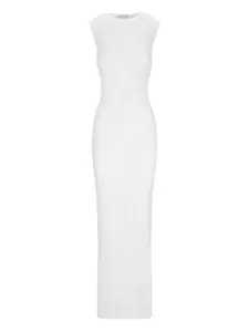 Платье макси в рубчик с боковыми разрезами Tiaki ETHER, белый