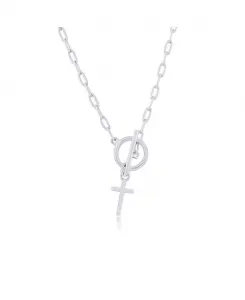 Серебряное ожерелье с подвеской-скрепкой в виде креста Simona, silver