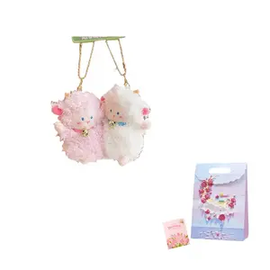 Очаровательный маленький брелок поросенок щенок капибара кот богатства ягненок панда кукла плюшевый подвес 12см высота Jinnew, розовый/белый