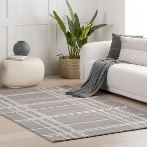 Ковер nuLOOM, 260 x 351 см,  Vivica Plaid из шерсти для гостиной спальни столовой, темно-серый
