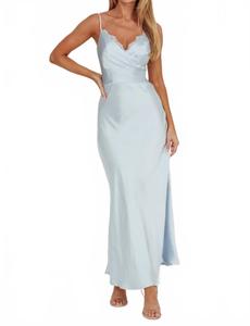 Стальной синий макси-платье с отделкой сурплис One and Only Collective