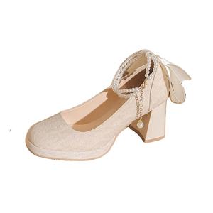 Alxnan Женские туфли на платформе с массивным каблуком Шампань, цвет Champagne