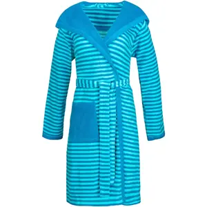 Женский халат Полосатый с капюшоном, идеально для сауны и спа, отельный халат, утренний халат с поясом, 1 шт., с капюшоном, в полоску Esprit, бирюзовый