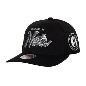 Мужская черная эластичная бейсболка Mitchell & Ness Brooklyn Nets MVP Team Script 2.0
