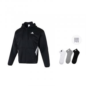 Куртка мужская с капюшоном, средней плотности, другие Adidas, черный (includes 3 pairs of adidas socks)