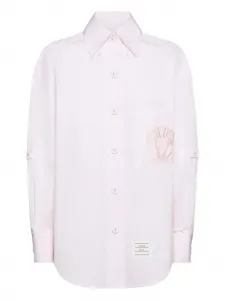 Рубашка с вышитым логотипом Thom Browne, розовый