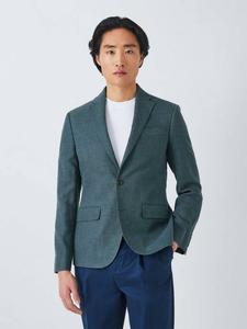 Кастон однобортный блейзер Regular Fit из текстурированной льняной смеси John Lewis, Teal