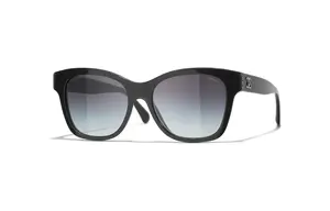 CHANEL Пластиковая оправа бабочка солнцезащитные очки Unisex Black