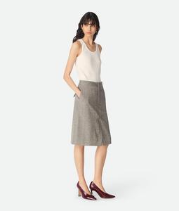 Viscose and silk skirt BOTTEGA VENETA, синий/белый/коричневый