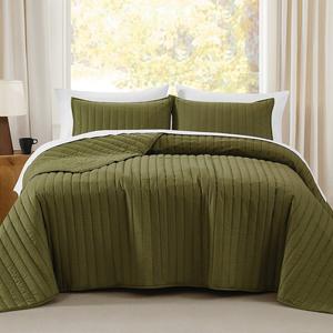 Brooklyn Loom: комплект одеял из хлопкового перкаля большого размера из 3 предметов, цвет Olive Green