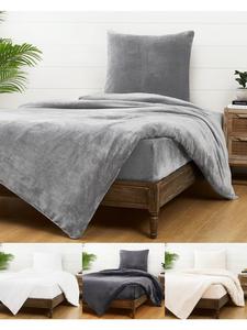 Jack Комплект постельного белья из плюшевого флиса, 2 предмета, 155x220 см, однотонный серый