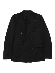 Шерстяной костюм с двубортным пиджаком TAGLIATORE, черный