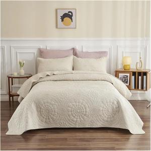 Generic Комплект постельного белья богемный вышитый из хлопка с покрывалом